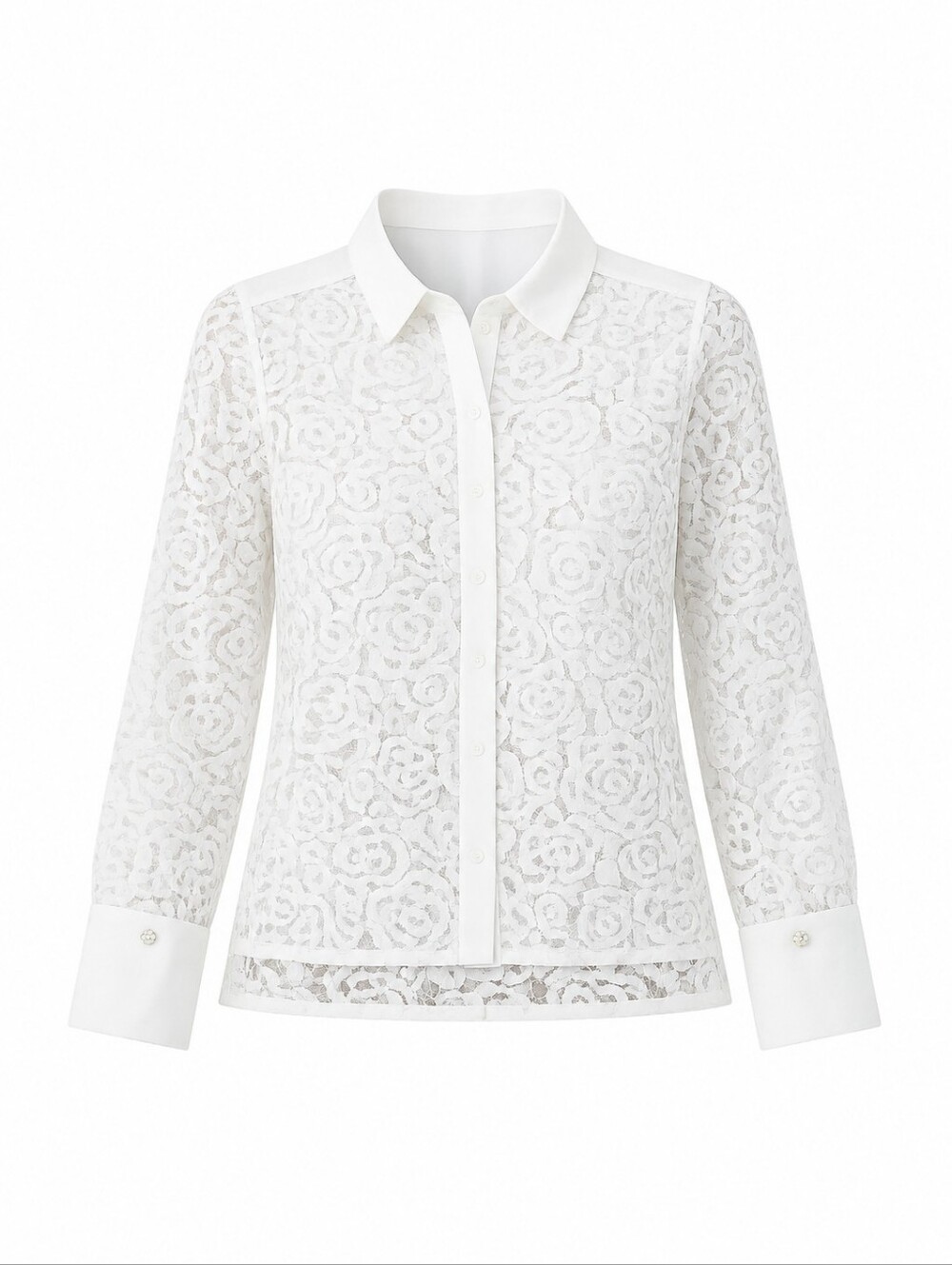Ellen Tracy White Floral Lace Button-Front Blouse, Romantic Feminine Chic SZ XL